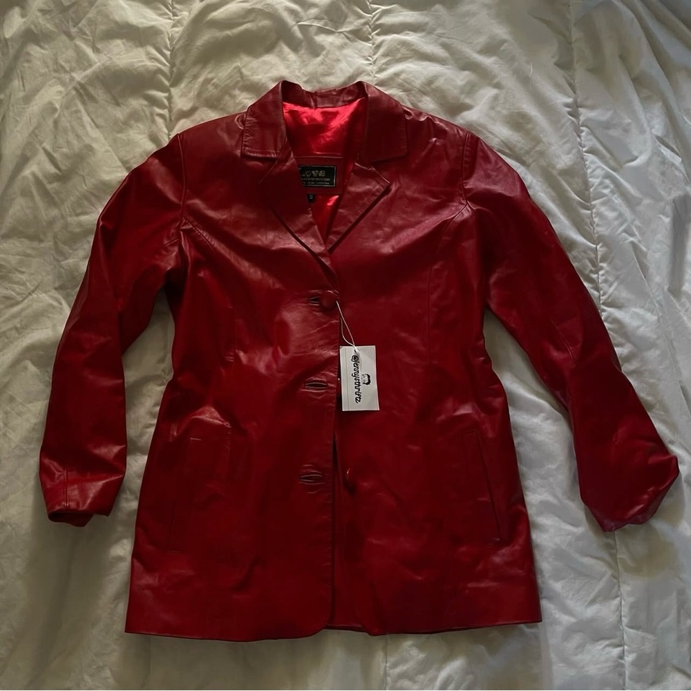 Love Red Blazer Plush Mid-Length